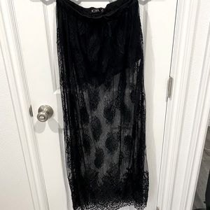 REHAB Black Sheer Lace Skirt with Shorts